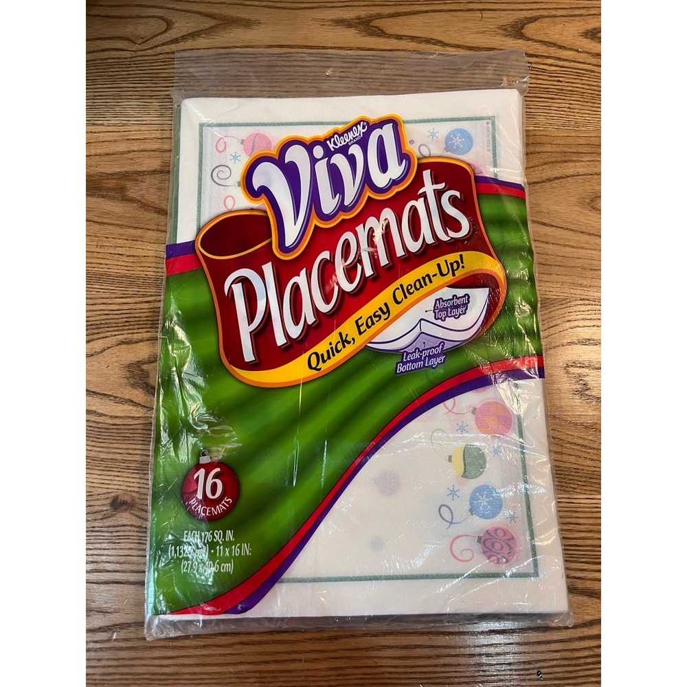 Kleenex VIVA Holiday Christmas Ornament Disposable‎ Placemats NEW Pack of 16-#7